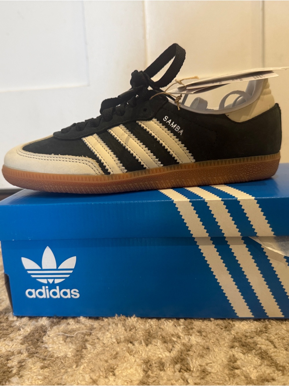 Adidas Black and Cream Samba with Gum Sole